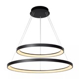 Lucide Dimbare LED Hanglamp Ringlamp 2- Lichts - VIDAL Zwart - 780MM - 92W - 2700K 827 Warm Wit | TRIAC Dimbaar