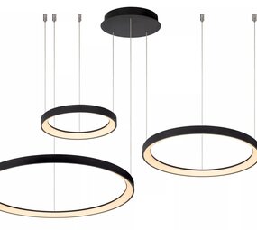 Lucide Dimbare LED Hanglamp - 780MM Ringlamp VIDAL Zwart - 120W 2700K 927 Warm Wit - 3-Lichts | TRIAC Dimbaar - 3 Jaar Garantie