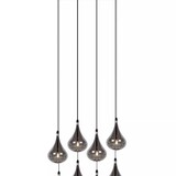 Lucide LED Hanglamp TEARS - G4 fitting - 8x1,5W - 3000K - Dimbaar - Zwart