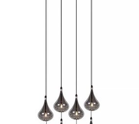 Lucide LED Hanglamp TEARS - G4 fitting - 8x1,5W - 3000K - Dimbaar - Zwart