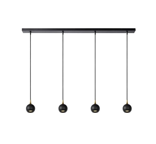 LED Hanglamp 4xGU10 - Favori - zwart rond - ¯ 9 cm - Excl. lichtbron