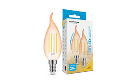 2-PACK LED Filament kaarslamp - E14 fitting - 4W - 1800K extra warm wit licht - Dimbaar- Amber