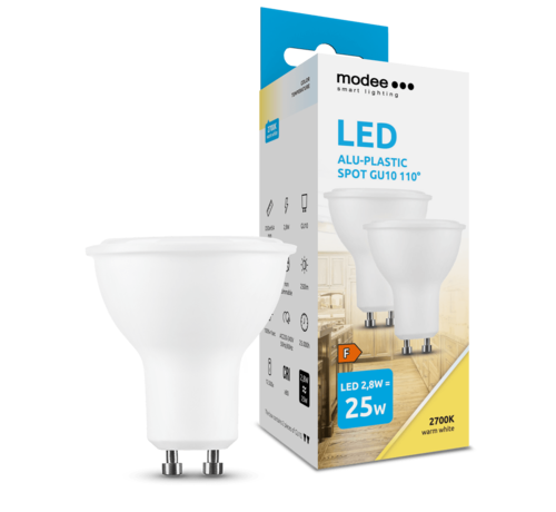 Modee Lighting 2-PACK LED Spot - GU10 fitting - 2,8W vervangt 25W - 2700K warm wit licht