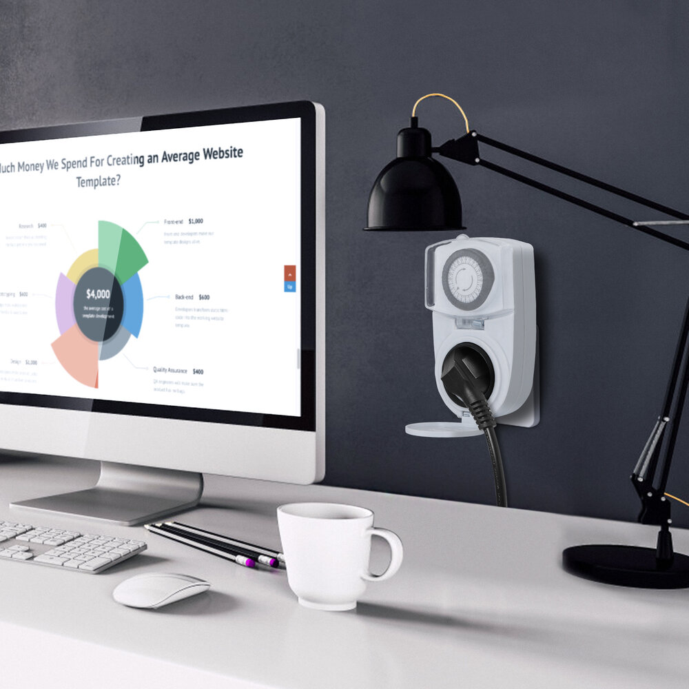 Aigostar Mechanische tijdschakelaar DE - IP44 - 24 uur - Wit