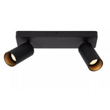 Lucide LED Plafondspot dubbel GU10 - Richtbaar - CLUBS Geribbeld zwart | 2xGU10 fitting Lucide LED Plafondspot dubbel GU10 - Richtbaar - CLUBS Geribbeld zwart | 2xGU10 fitting