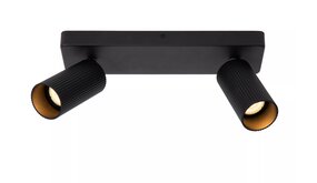 Lucide LED Plafondspot dubbel GU10 - Richtbaar - CLUBS Geribbeld zwart | 2xGU10 fitting Lucide LED Plafondspot dubbel GU10 - Richtbaar - CLUBS Geribbeld zwart | 2xGU10 fitting