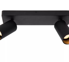 Lucide LED Plafondspot dubbel GU10 - Richtbaar - CLUBS Geribbeld zwart | 2xGU10 fitting