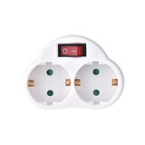 Verloopstekker 1 naar 2 met aan/uit schakelaar - max. 16A