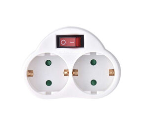 Verloopstekker 1 naar 2 met aan/uit schakelaar - max. 16A