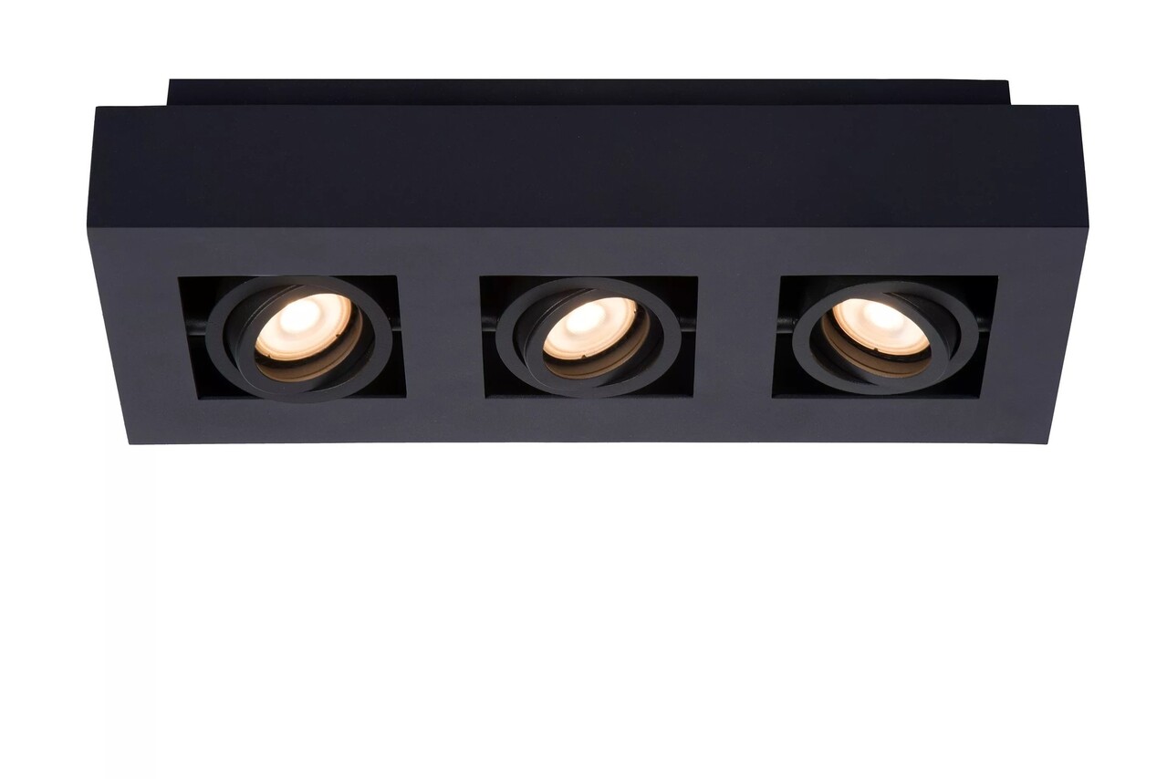 Lucide LED Plafondspot XIRAX - GU10 fitting - 3x5W - 2200K-3000K - Dimbaar - Zwart