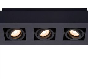 Lucide LED Plafondspot XIRAX - GU10 fitting - 3x5W - 2200K-3000K - Dimbaar - Zwart