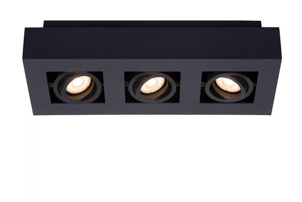 Lucide LED Plafondspot XIRAX - GU10 fitting - 3x5W - 2200K-3000K - Dimbaar - Zwart