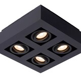 Lucide LED Plafondspot XIRAX - GU10 fitting - 4x5W - 2200K-3000K - Dimbaar - Zwart