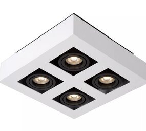 Lucide LED Plafondspot XIRAX - GU10 fitting - 4x5W - 2200K-3000K - Dimbaar - Wit