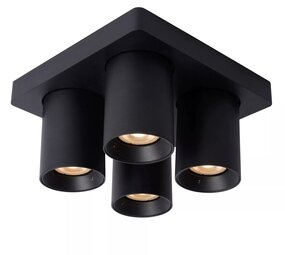 Lucide LED Plafondspot NIGEL - GU10 fitting - 4x5W - 2200K-3000K - Dimbaar - Zwart
