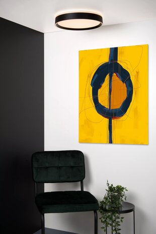 Lucide plafonnire NURIA - Â¯30cm - 18W - 2700K warm wit licht - Dimbaar - Zwart