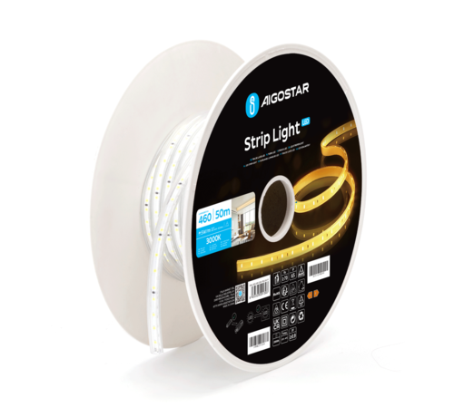 ACTIE! LED Lichtslang V2- 50 meter 60leds p/m - 3000K warm wit licht - 8mm