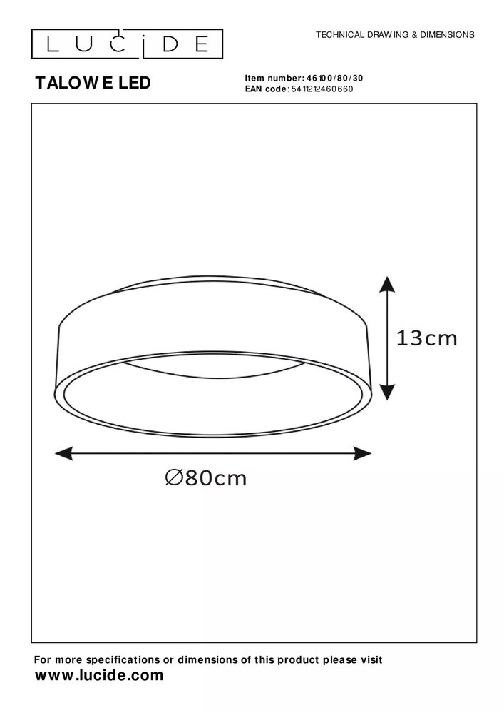 Lucide LED plafonnire TALOWE - ¯80cm - 80W - 3000K - Dimbaar - Zwart Lucide LED plafonnire TALOWE - ¯80cm - 80W - 3000K - Dimbaar - Zwart