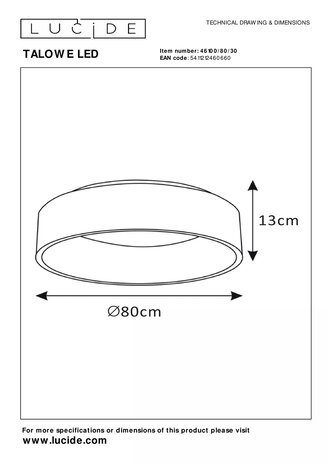 Lucide LED plafonnire TALOWE - ¯80cm - 80W - 3000K - Dimbaar - Zwart Lucide LED plafonnire TALOWE - ¯80cm - 80W - 3000K - Dimbaar - Zwart