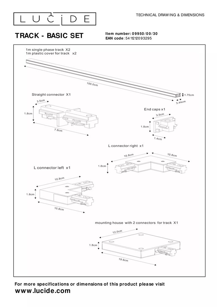 Lucide 1-Fase Spanningsrail Track Railsysteem | Starter Set Compleet - Zwart - 2 meter incl. aansluitmateriaal Lucide 1-Fase Spanningsrail Track Railsysteem | Starter Set Compleet - Zwart - 2 meter incl. aansluitmateriaal