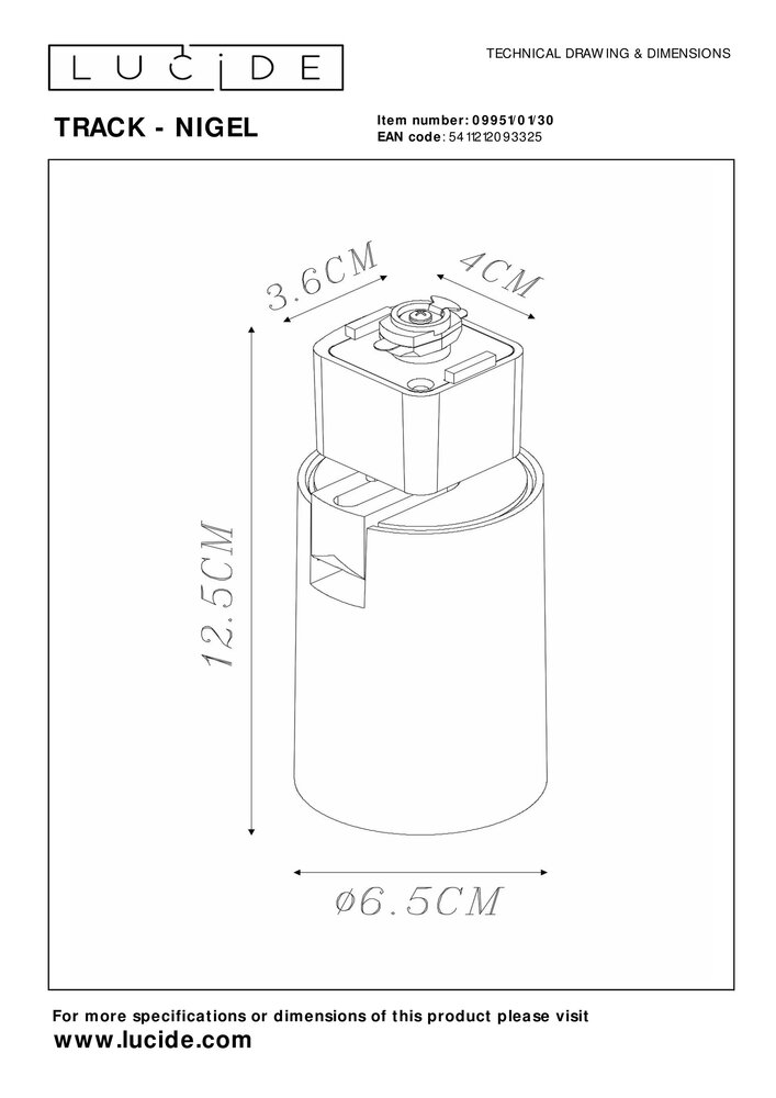 Lucide LED Railspot 1-fase - TRACK NIGEL - GU10 fitting - Railsysteem/Railverlichting - Zwart Lucide LED Railspot 1-fase - TRACK NIGEL - GU10 fitting - Railsysteem/Railverlichting - Zwart