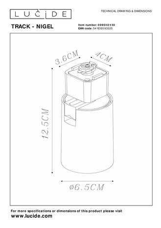 Lucide LED Railspot 1-fase - TRACK NIGEL - GU10 fitting - Railsysteem/Railverlichting - Zwart Lucide LED Railspot 1-fase - TRACK NIGEL - GU10 fitting - Railsysteem/Railverlichting - Zwart