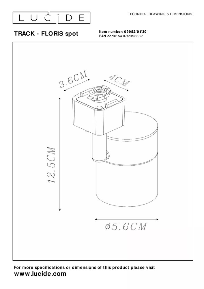 Lucide TRACK FLORIS Railspot - GU10 fitting - 1 fase Railsysteem/Railverlichting - Zwart/Goud Lucide TRACK FLORIS Railspot - GU10 fitting - 1 fase Railsysteem/Railverlichting - Zwart/Goud