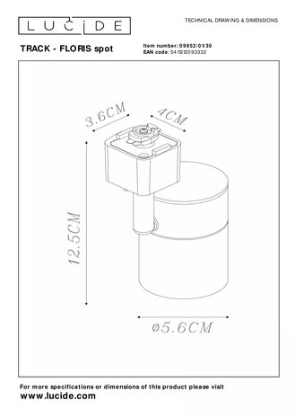 Lucide TRACK FLORIS Railspot - GU10 fitting - 1 fase Railsysteem/Railverlichting - Zwart/Goud Lucide TRACK FLORIS Railspot - GU10 fitting - 1 fase Railsysteem/Railverlichting - Zwart/Goud