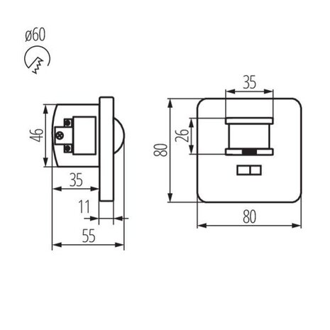 LCB LED LED Bewegingssensor inbouw 150 - PIR infrarood bewegingsmelder - 230V - IP20 LCB LED LED Bewegingssensor inbouw 150 - PIR infrarood bewegingsmelder - 230V - IP20