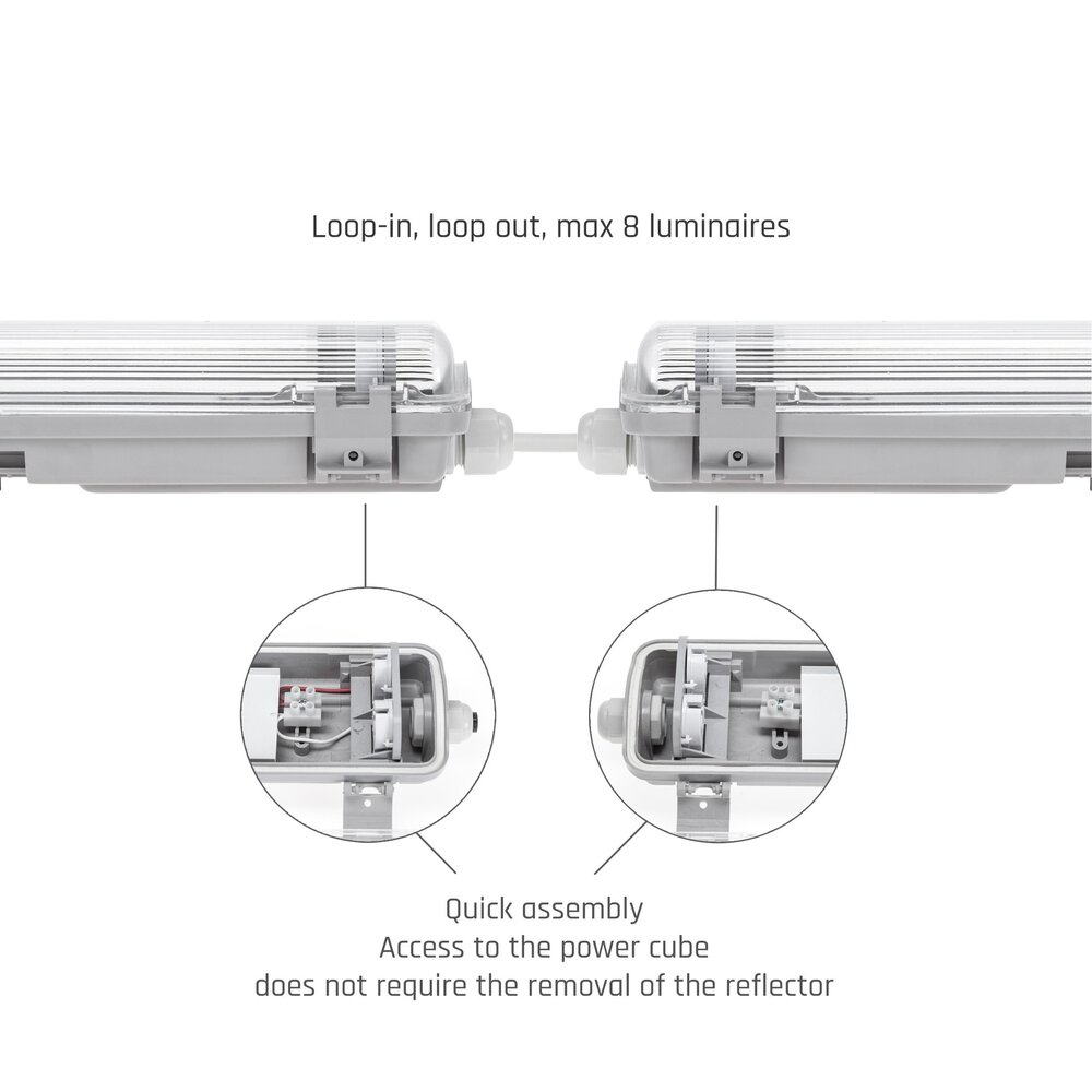 Spectrum LED TL buis armatuur - 150cm - Waterdicht IP65 - voor dubbele LED TL buis Spectrum LED TL buis armatuur - 150cm - Waterdicht IP65 - voor dubbele LED TL buis