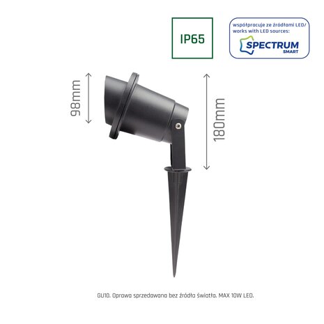 Spectrum voor de installateur LED Tuinspot Flori - IP64 - GU10 fitting - Zwart