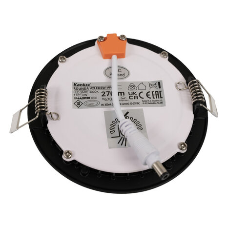 Kanlux LED inbouwspot - Zwart-  Rond - 6W vervangt 40W 3000K warm wit licht - 230v aansluiting Kanlux LED inbouwspot - Zwart-  Rond - 6W vervangt 40W 3000K warm wit licht - 230v aansluiting