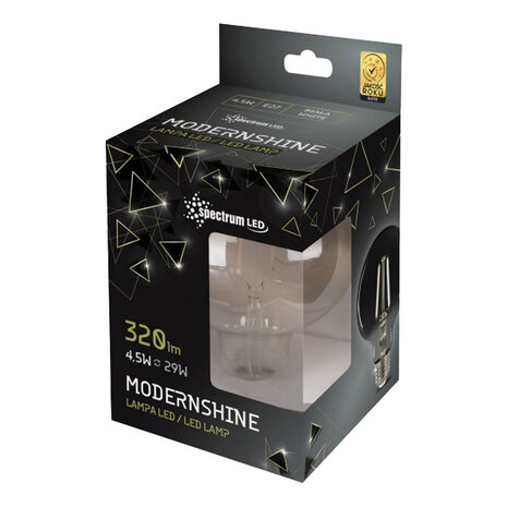 Spectrum voor de installateur: Betaalbare kwaliteit en veelzijdige LED-oplossingen LED Filament lamp Smoked glass E27 - G125 - 4,5W - 4000K helder wit licht - XL Globe