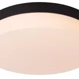 Lucide LED Plafonnière - IP44 - BISKIT -  Ø 28 cm - LED - 1x18W 2700K -  Zwart met Schemer & bewegingsensor