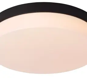 Lucide LED Plafonnière - IP44 - BISKIT -  Ø 23 cm - LED - 1x12W 2700K -  Zwart met sensor