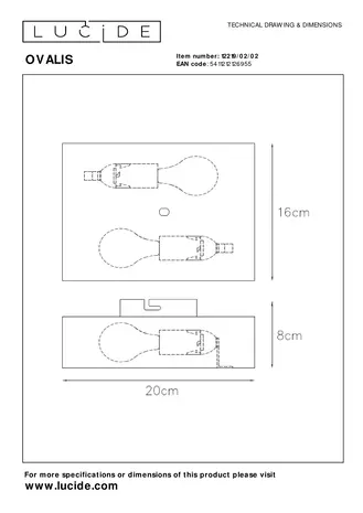 Lucide LED Wandlamp OVALIS - halfrond - Goud - voor 2x E14 - 230v aansluiting