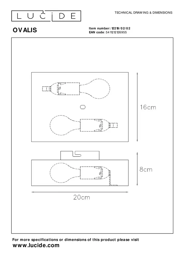 Lucide LED Wandlamp OVALIS - halfrond - Zwart / Goud - voor 2x E14 - 230v aansluiting