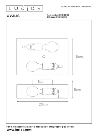Lucide LED Wandlamp OVALIS - halfrond - Zwart / Goud - voor 2x E14 - 230v aansluiting