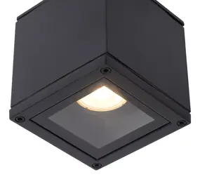 Lucide AVEN - Plafondspot Badkamer - 1xGU10 - IP65 - Zwart