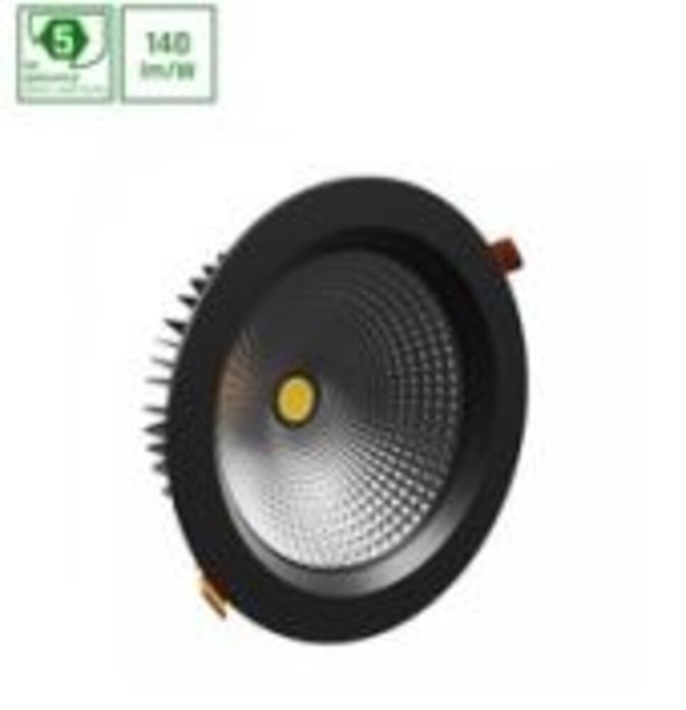 Spectrum voor de installateur LED Downlight IP54 - VIRGA 2 - Zwart - 19W 140lm p/w - 4000K 840 - 90° - 230 x 80mm - Dimbaar  1-10V