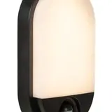 Lucide Bulkhead Ovaal Sensor - Wandlamp Buiten - LED - 1x10W 3000K - IP54 - Zwart - Beweging & dag/nacht sensor - IK08