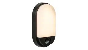 Lucide Bulkhead Ovaal Sensor - Wandlamp Buiten - LED - 1x10W 3000K - IP54 - Zwart - Beweging & dag/nacht sensor - IK08 Lucide Bulkhead Ovaal Sensor - Wandlamp Buiten - LED - 1x10W 3000K - IP54 - Zwart - Beweging & dag/nacht sensor - IK08