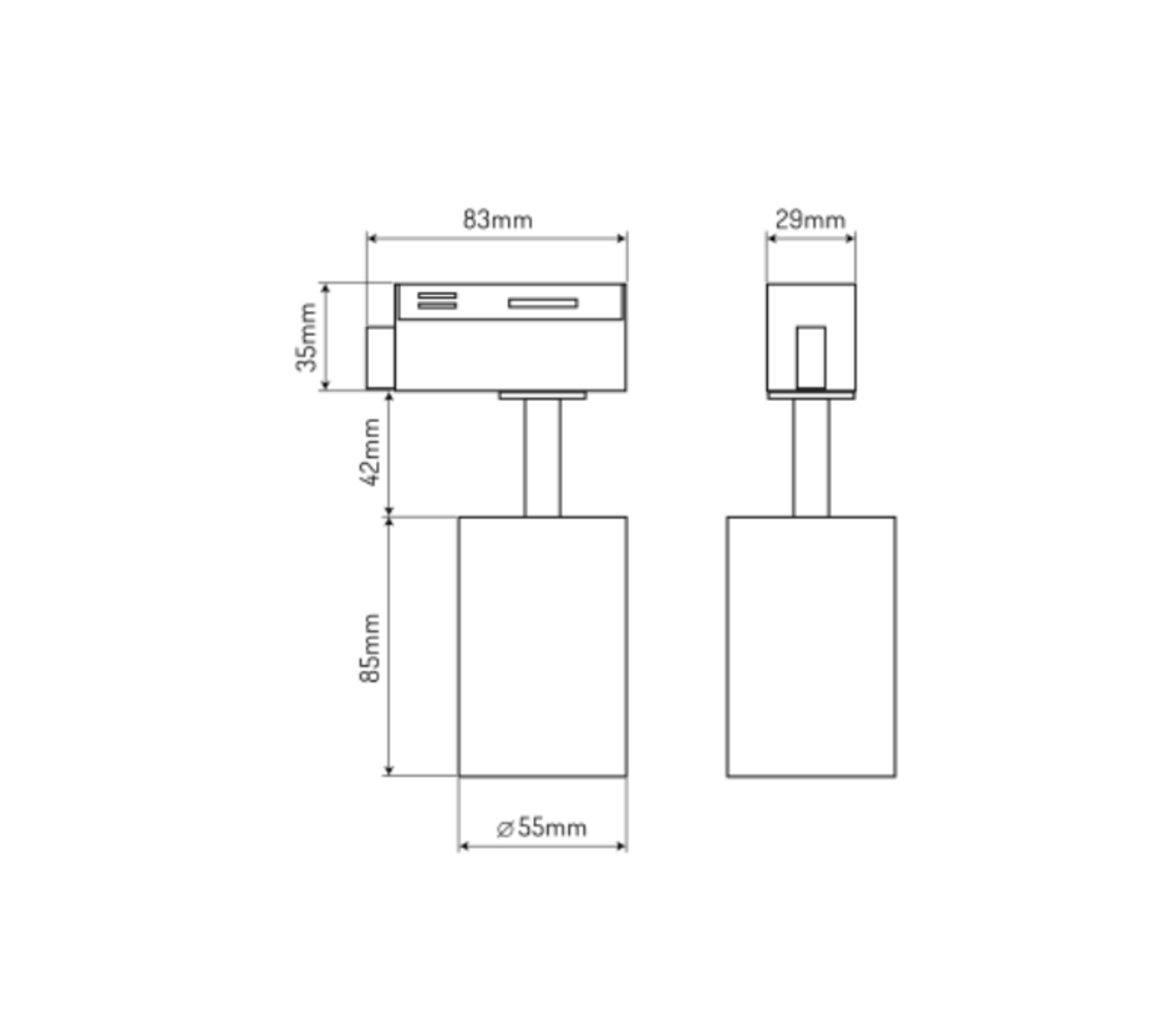 LED line verlichting - Betaalbare Professionele LED Oplossingen 1-Fase LED Railspot PIPE - GU10 Max. 10W - Zwart