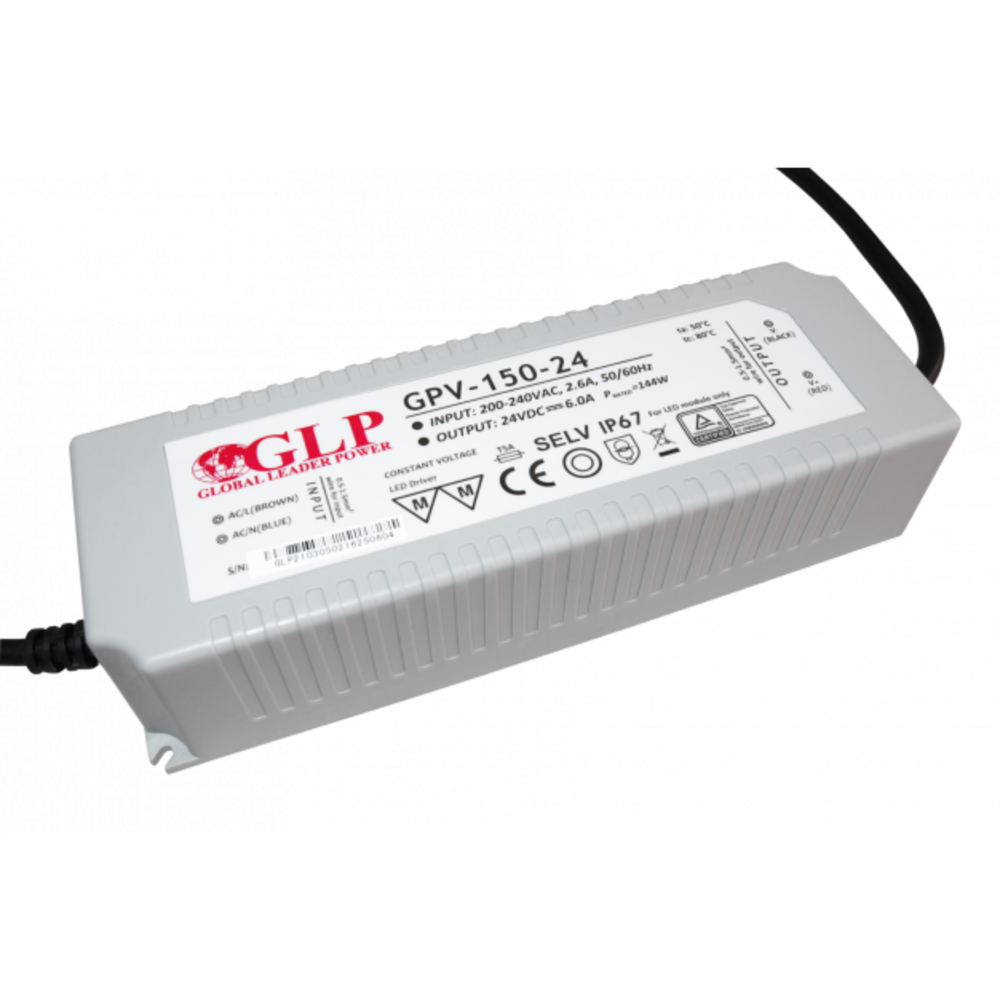 LED voedingsadapter - 24V 150W 6,25A - IP67 Waterdicht GLP112601 C LED voedingsadapter - 24V 150W 6,25A - IP67 Waterdicht GLP112601 C