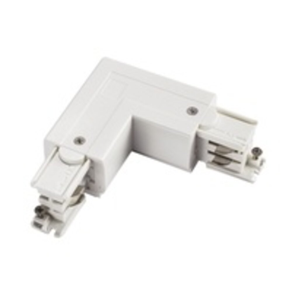 Spectrum 3-Fase Spanningsrail toebehoren | L stuk - Hoek verbinding - Rechts voeding Connector - 3 phase - Wit Spectrum 3-Fase Spanningsrail toebehoren | L stuk - Hoek verbinding - Rechts voeding Connector - 3 phase - Wit