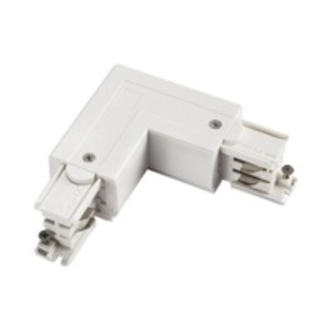 Spectrum 3-Fase Spanningsrail toebehoren | L stuk - Hoek verbinding - Rechts voeding Connector - 3 phase - Wit Spectrum 3-Fase Spanningsrail toebehoren | L stuk - Hoek verbinding - Rechts voeding Connector - 3 phase - Wit