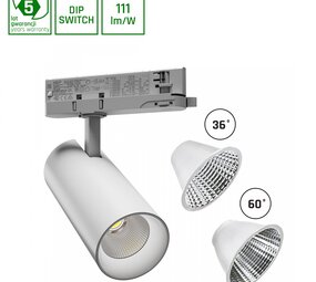 Spectrum voor de installateur LED Railspot 3-Fase Spot Andromeda Wit 15W-27W 1500lm-2500Lm 36D - 3000K 830 Warm Wit