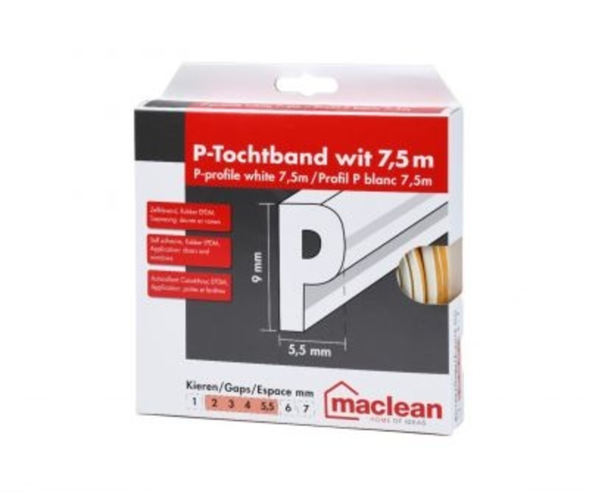 P tochtprofiel 3-5,5mm x 9mm - klevend P tochtprofiel 3-5,5mm x 9mm - klevend