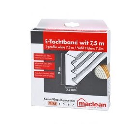 Zelfklevend E-Tochtband Maclean Wit - 9x4mm - 7,5 Meter - EPDM Rubber | Voor Kieren van 2 tot 3,5mm - Deuren en Ramen Zelfklevend E-Tochtband Maclean Wit - 9x4mm - 7,5 Meter - EPDM Rubber | Voor Kieren van 2 tot 3,5mm - Deuren en Ramen