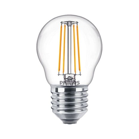 Philips LED Verlichting | Officieel distributeur LED Filament Helder glas -  G45 Kogellamp - E27 fitting -  4.7W 470lm - 827 Zeer Warm Wit | Vervangt 40W